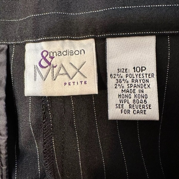 Wool Mark Sag Harbor Black Wool Pinstripe Lined Belted Blazer Jacket Size 8 - Picture 14 of 14